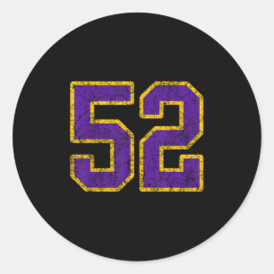 Lila Goldnummer 52 Jersey Player Uniform #52 Ng Runder Aufkleber