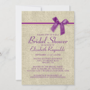 Lila Goldrausch Burlap Bridal Dusche Einladung