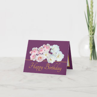 Lila Goldschick Bouquet Weißrosa Rosen Geburtstag Karte