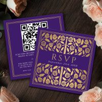 Lila Goldschwert Königliche Hochzeit RSVP QR Code 