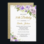 Lila Goldsparkle-Flora zum 30. Geburtstag Einladung<br><div class="desc">Hübscher Blumenladen zum Geburtstag im Kleinen Bayleigh Store!</div>