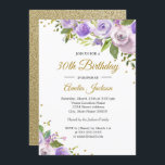 Lila Goldsparkle-Flora zum 30. Geburtstag Einladung<br><div class="desc">Hübscher Blumenladen zum Geburtstag im Kleinen Bayleigh Store!</div>