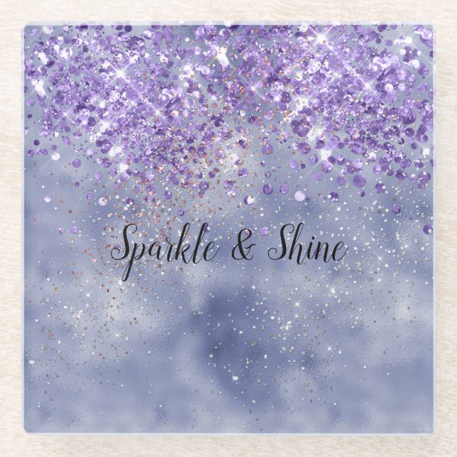 Lila Goldsparkle Glasuntersetzer (Vorderseite)