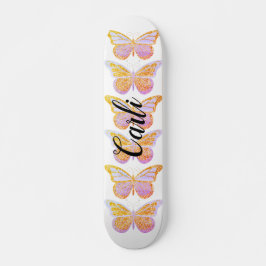 Lila Goldsparkle-Schmetterlinge Personalisiert Skateboard