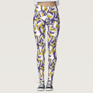 Lila Goldteam färbt gürtelförmige Volleyballs Leggings