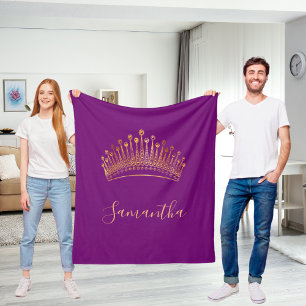 Lila Goldtiara-Kronname Fleecedecke