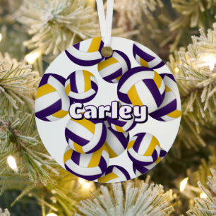 lila Goldvolleyball mit Athleten Namensgewähr Ornament Aus Metall
