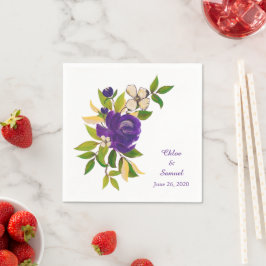 Lila Goldwasserfarbe Personalisierte Hochzeit Serviette