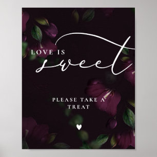 Lila Goth Calligrafy Liebe ist Sweet Wedding Sign Poster