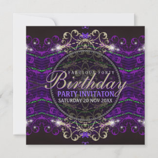 Lila Goth Deko Lace Fabulous 40 Party Einladungen