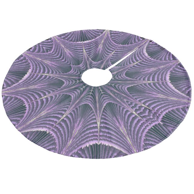 Lila Goth Spiderweb Halloween Fleece Weihnachtsbaumdecke (Schrägansicht)