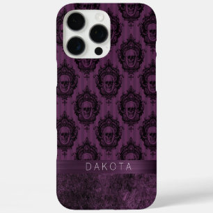 Lila Gothic Chic Aubergine und schwarze Schädel iPhone 16 Pro Max Hülle