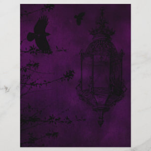 Lila Gothic Crows Scrapbook Paper