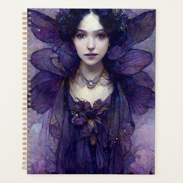 Lila Gothic Fairy Fantasy Art Planner Planer (Vorderseite)