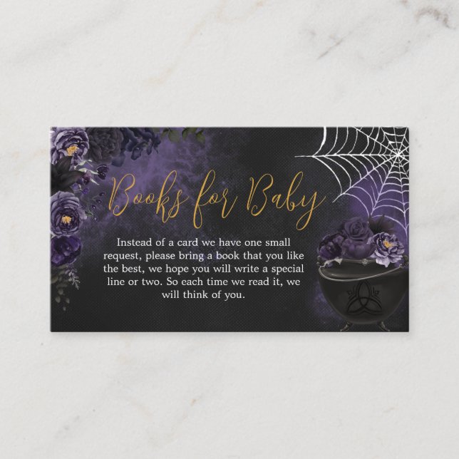 Lila Gothic Floral Baby Shower Books for Baby Begleitkarte (Vorderseite)