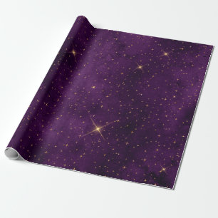 Lila Gothic Gold Star Wrapping Paper Geschenkpapier