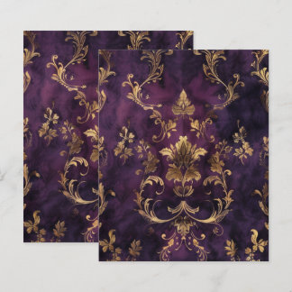 Lila Gothic Grunge Floral Scrapbook Paper