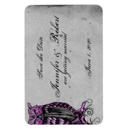 Lila Gothic Owl Posh Wedding Save the Date Magnet
