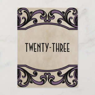 Lila Gothic Swirls Tischnummer Postkarte