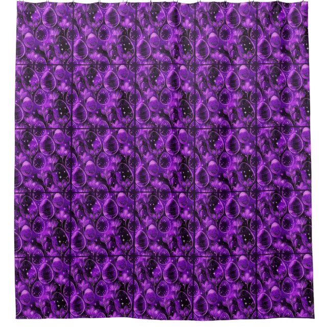 Lila gothisches Osterpattern Duschvorhang (Vorderseite)