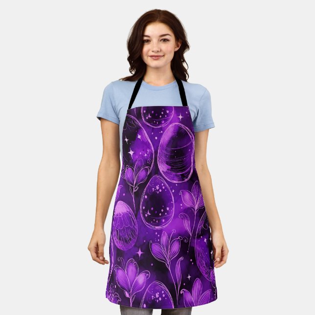 Lila gothisches Osterpattern Schürze (Getragen)