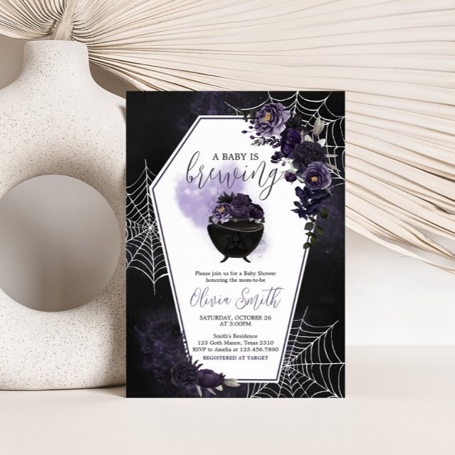 Lila-gotische Bläserdusche Einladung (Floral Gothic Invitation)