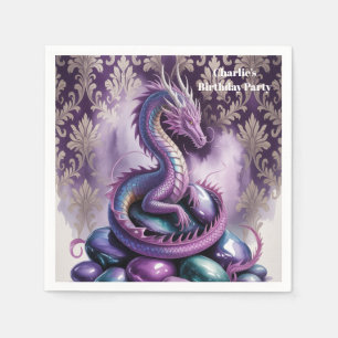 Lila gotische Drachen-Geburtstagsfeier Serviette