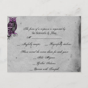 Lila Gotische Eule Posh RSVP Postkarte
