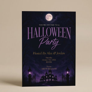 Lila gotische Halloween-Party im Spukhaus Einladung