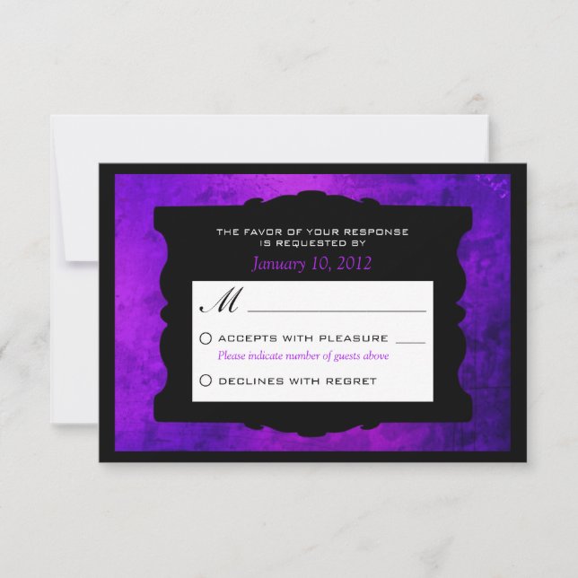 Lila gotische Hochzeit RSVP Personalisiert (Vorderseite)