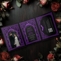 Lila gotische Vampirkathedrale Hochzeit QR-Code