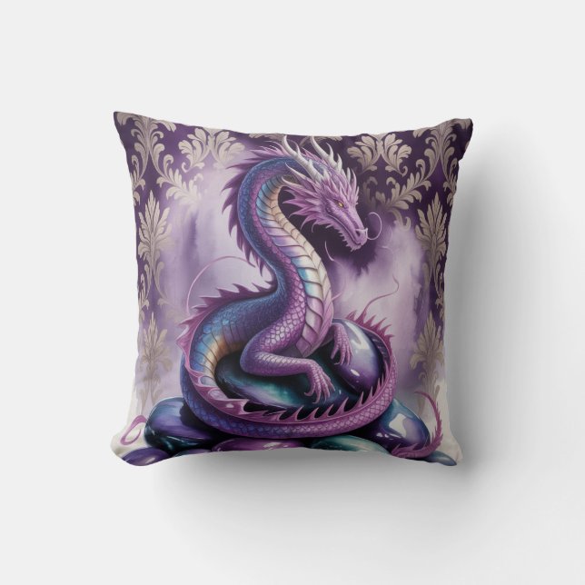 Lila gotischer Drache Geburtstagsfeier  Kissen (Vorderseite)