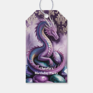 Lila-gotischer Drachen-Geburtstagsfeier Dankeschön Geschenkanhänger
