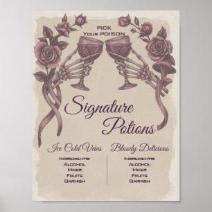 Lila gotischer Hochzeitssignature-Drink Poster