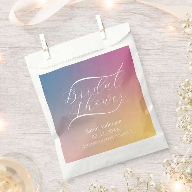 Lila Gradient Classy Handwriting-Brautparty Geschenktütchen (Ausgeschnitten)