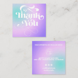 Lila Gradient coole Retro-Skript-Reihenfolge danke Quadratische Visitenkarte