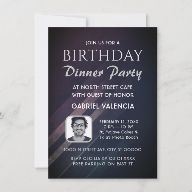 Lila Gradient Geburtstagsessen Party Einladung (Vorderseite)