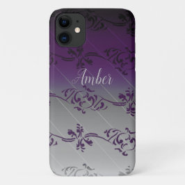 Lila Gradient Leaf Muster Personalisiert Case-Mate iPhone Hülle