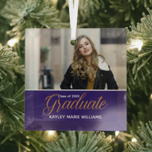 Lila Graduate Foto Chic Abschluss Weihnachten Ornament Aus Glas
