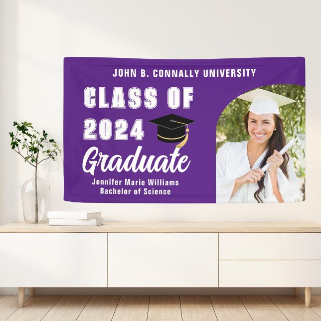 Lila Graduate Foto Fett 2025 Graduation Party Banner (Von Creator hochgeladen)