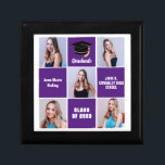 Lila Graduiertenstatus 5 - kundenspezifischer Absc Erinnerungskiste<br><div class="desc">Eine klassische,  kundenspezifische Foto-Collage Abschluss Geschenkboxen mit klassischen lila Plätzen für einen High School Senior schließen mit der Klasse von 2025. Passen Sie sich mit Ihren Senior-Porträtbildern,  Schulnamen und schließ für ein großes personalisiertes Abschluss-Geschenk. Es verfügt über eine 5 Fotoschablone,  die durch weiße Linien getrennt ist.</div>