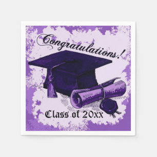 Lila Graduierung Cap & Diploma Napkins Serviette