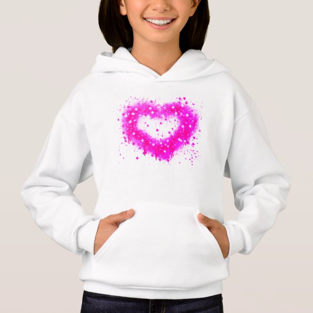 Lila Graffiti-Herz Hoodie (Vorderseite)