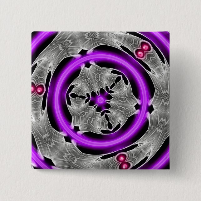 Lila grafische Kunst-Neonknopf Button (Vorderseite)