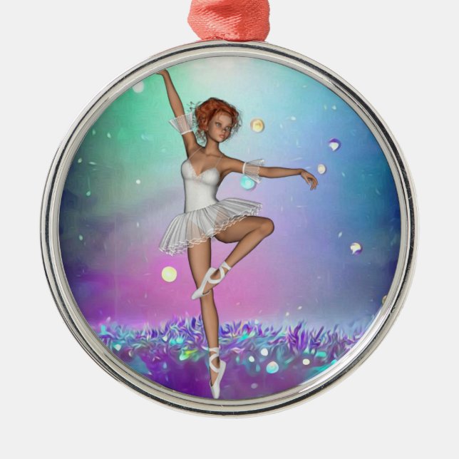 Lila Grasflächen und Ballerina Ornament Aus Metall (Vorne)