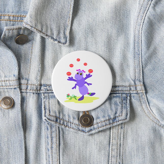 Lila Grasshopper-Guggling-Fun-Kreatur Button (Von Creator hochgeladen)