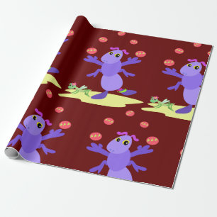 Lila Grasshopper-Guggling-Fun-Kreatur Geschenkpapier