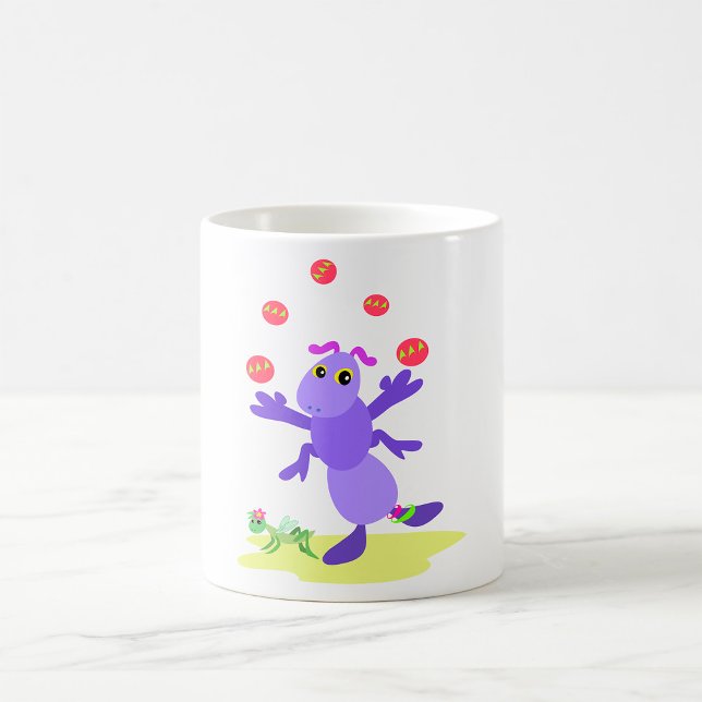 Lila Grasshopper-Guggling-Fun-Kreatur Kaffeetasse (Von Creator hochgeladen)