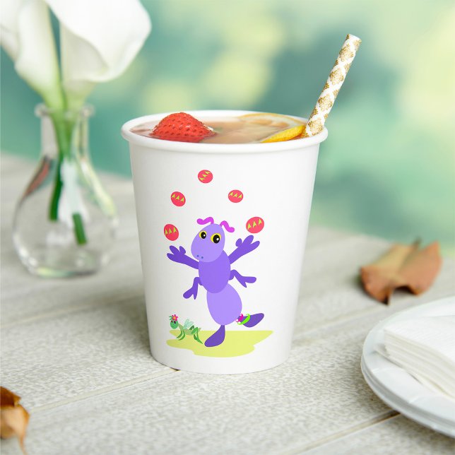 Lila Grasshopper-Guggling-Fun-Kreatur Pappbecher (Von Creator hochgeladen)