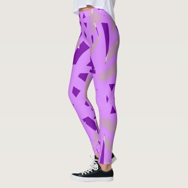 Lila Grau Art Deco Muster Yoga Leggings (Links)